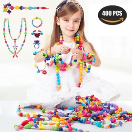 BESKIT 400 Pcs Pop Snap Beads Set - Girls Creative DIY Jewelry Kit Set for Age 3 4 5 6 7 8 Years Old