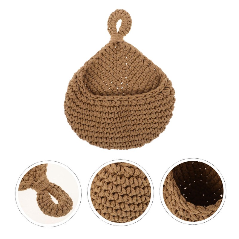 LABRIMP Jute Rope Hanging Basket Fruit Storage Wall-mounted Vegetable Organizer