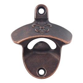 Jumiok Rustic Bottle Opener Wall Mounted Fleur De Lis Beer Cap Opener Table Mounted Antique Copper