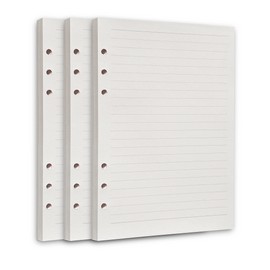 WBway Notebook Refill, A5 Size, Horizontal Ruled (Set of 3), 135 Sheets, 6 Holes, System Notebook, Notepad Refill, 6 Holes, Filling, A5 (Horizontal Rule)