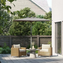 Domi Outdoor Living 5.91'×3.94' Patio Umbrella w/Push Button Tilt & Crank for Deck, Porch, Gray