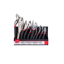 CraftZone 10PC Pliers&Wrench Set, Includes Locking Pliers,Long Nose Pliers,Diagonal Pliers,Groove Joint Pliers,Linesman Pliers,Mini Pliers and Adjustable Wrench,With Storage Rack.For DIY&Home Use.