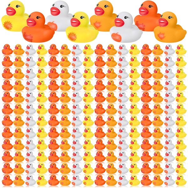 MiniInflat 200 Pcs Thanksgiving Day Rubber Ducks Assorted Rubber Duckies