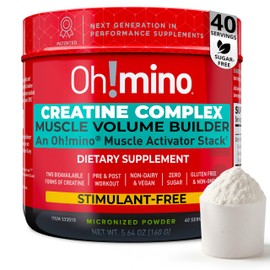 Oh!mino Creatine Complex For Muscle Growth. Micronized Creatine Monohydrate and Creatine Hydrochloride with Adaptogens. Perfect Creatine for Women and Men. Refreshing Zero Carb Lemon-Lime, 40 Servings