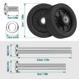 Ech.Apr 4pcs Luggage Wheels Replacement OD 50mm, Rubber Repair Suitcase Swivel Casters, Wear Resistant Mute Wheel Replacement Parts Wheels Black, EAC5