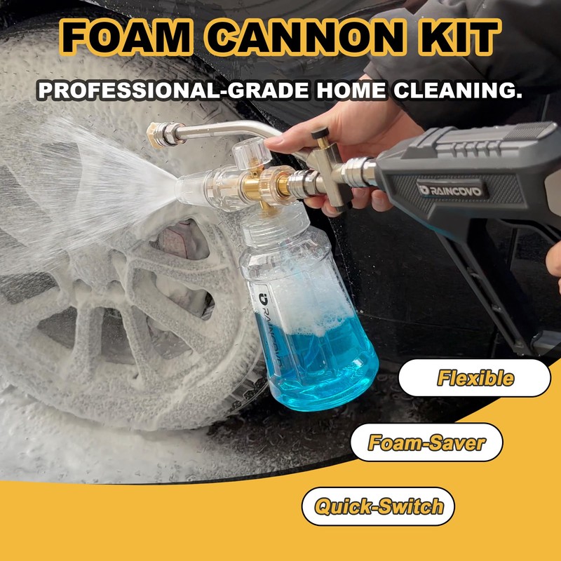 Raincovo Foam Cannon with Short Pressure Washer Gun, Dual Connector