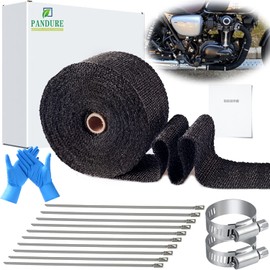 Thermal Vantage, High Quality Fiberglass, Basalt Fiber, Heat Resistant Temperature Up To 322°F (1600°C), Ekmani Exhaust Strap, Protective Trap, For Cars, Motorcycles, Scarves, Wood Stoves, Chimney Heat Protection, Includes Cable Ties (2.0 x 2.0 ft (5 cm 