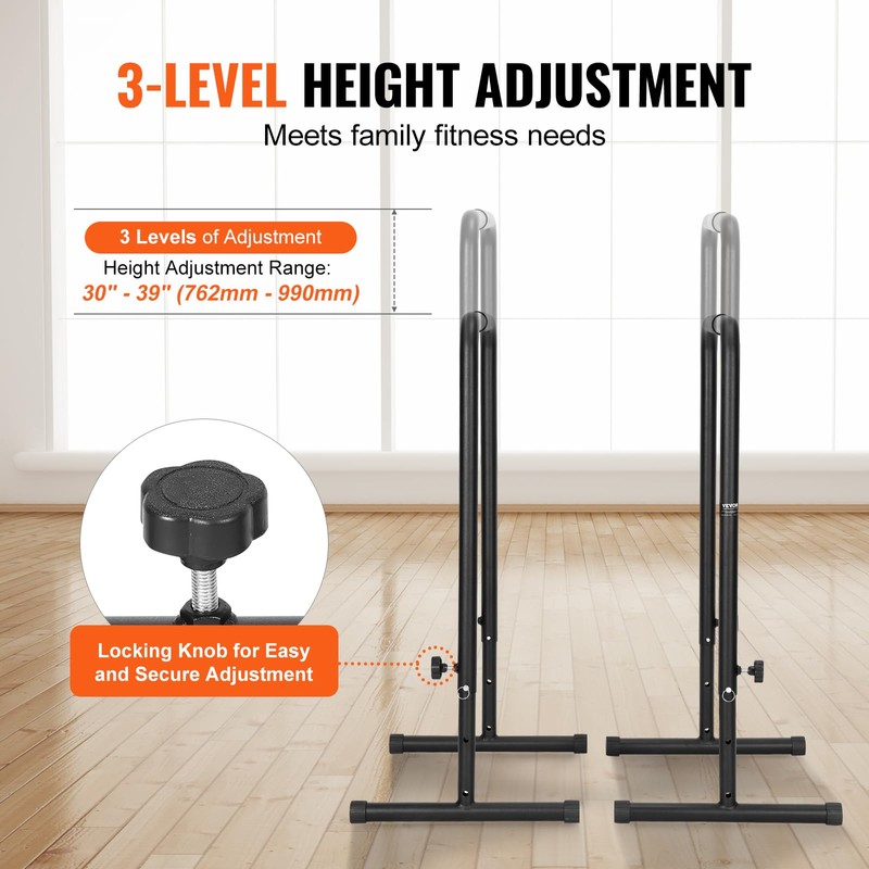 VEVOR Dip Bars, 440 lbs Capacity, Heave Duty Dip Stand