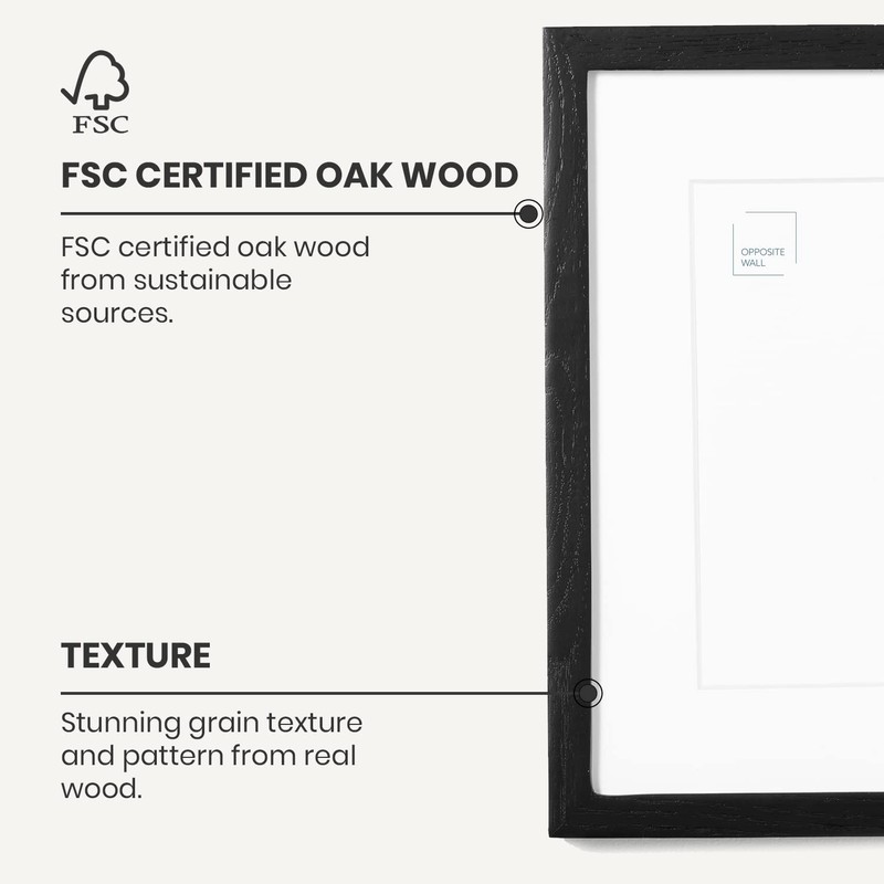 Opposite Wall - 50x70 cm - Black Solid Oak Wood