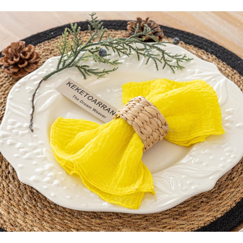 Keketoarrange Cheesecloth Napkins 17x17 Inches Cloth Napkins Reusable Handmade Washable