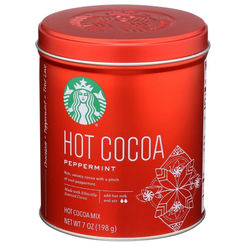 Starbucks Hot Cocoa Mix Tin, Peppermint Hot Cocoa Mix, 7-Ounce