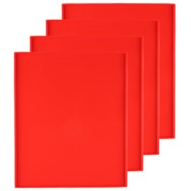 BuRuiJi 4PCS Silicone Dehydrator Trays with Edge (12" x 10"),Silicone Sheets Compatible with Cosori CP267-FD, Nonstick Silicone Dehydrator Mats Reusable for Fruits Meat Vegetables Herbs (Red)