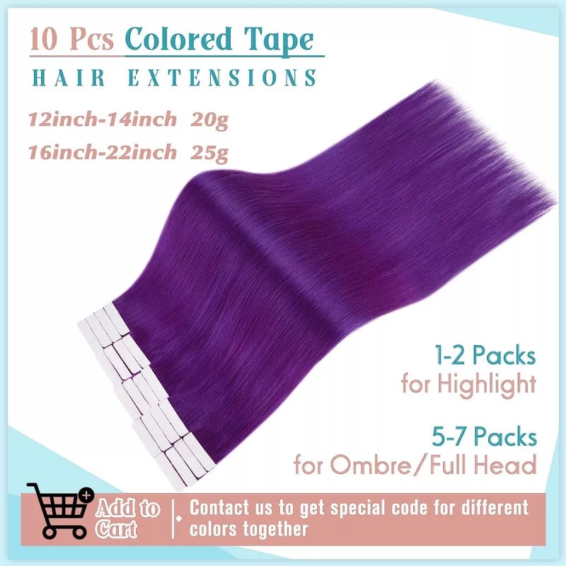 Runature Extensiones Cabello Humano 25gr 16in 10pz Púrpura