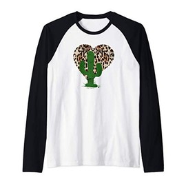 Vintage Leopard Heart Print Cheeta Leopard Cactus Raglan Baseball Tee