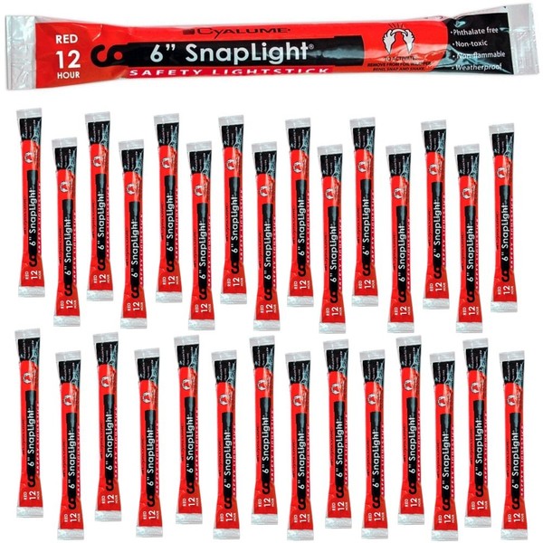 Cyalume 9-00731 Snap Light Stick, 6", Red (Pack of 30)