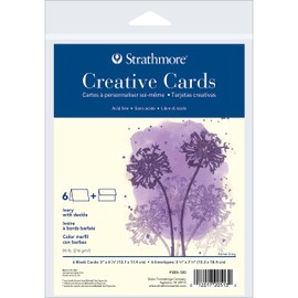 Strathmore Creative Cards, Ivory with Deckle Edge, 5x6.875 inches, 6 Pack, Envelopes Included - Custom Greeting Cards for Weddings, Events, Birthdays