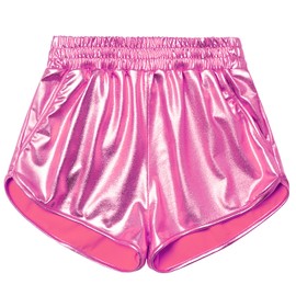 Girls Rose Gold Shorts Kids Metallic Shorts Pink Hot Pants Shiny Sparkly Gymnastics Outfits 10 11