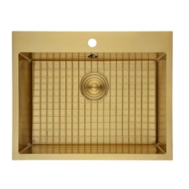 Yutong Kitchen Sink Drain Strainer, 4.5 Inch Sink Strainer with Removable Deep Waste Basket Strainer Assembly Sealing Lid, Stainless Steel and PP (Gold)