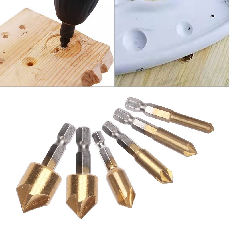 YIXISI 7 Pieces Countersink Drill Bits with Matic Centre, Hex