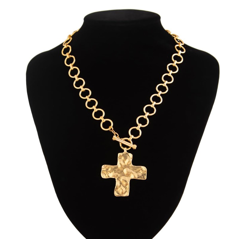 tanguan Gold Chunky Cross Necklace for Women Statement Cross Pendant