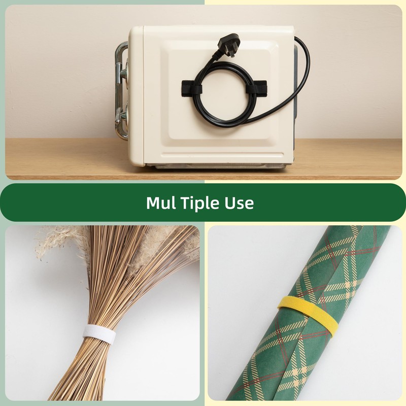 48 Pcs Self Adhesive Reusable Hook and Loop Cable Ties