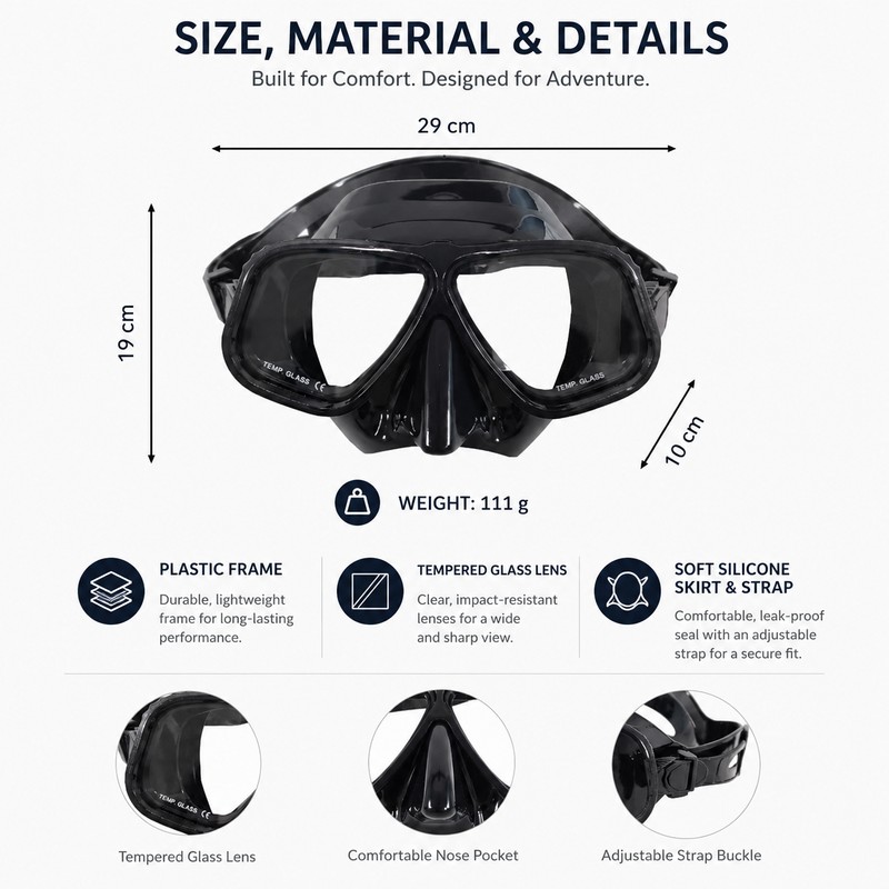 Two-Window Snorkel Diving Mask for Adults – Wide View Anti-Fog