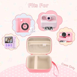 MOSISO Kids Camera Case Compatible with ESOXOFFORE/for Dylanto/for DUDUDRAGON/for GKTZ/for Dafotil/for Careenoah/for Aasonida Instant Print Cameras, Portable Digital Camera Organizer Bag, Pink