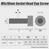 M5 Socket Head Cap Screws,M5×10mm Bolts,M5-0.8×10mm Screw and Bolt,304 Stainless