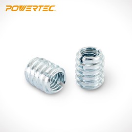 POWERTEC 50 Pcs 3/8”-16 Threaded Inserts for Wood | Nut inserts, Wood Inserts, Screw Inserts for Wood, Suitable for Hardwood, Softwood, Plywood, Woodworking and Wood Furniture | 18mm Length (QTI1004)