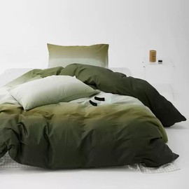 Soifox Bed Linen 140 x 200 cm Green Forests Bed Linen Sets Microfibre Duvet Cover 140 x 200 cm with Pillowcase Non-Iron & Wrinkle-Free Modern Duvet Cover with Zip