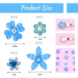 Mezrkuwr 20 Pieces Blue Small Flower Hair Clips Mini Cute Rhinestone Metal Hair Pins for Women Wedding Hair Accessories Bridal Hair Clips for Girls (4 Floral Patterns)