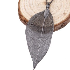 Apol 4 Color Styles Natural Real Leaf Filigree Pendant Necklaces for Women Long Pendant Necklace Trendy Clothes Jewelry