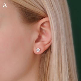 Amberta Allure Women's 9ct Gold Cubic Zirconia Stud Earrings, Metal, Cubic Zirconia