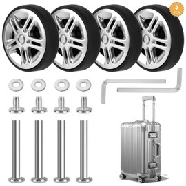 4 PCS 50x11mm Luggage Wheels Replacement, Silent Suitcase Wheel Double Row Suitcase Swivel Casters Replacement with Wheel Covers Axles for Luggage Suitcase Repairs
