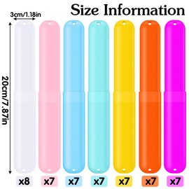 50 Pcs Travel Toothbrush Holder,Plastic Travel Toothbrush Case with Dust-proof Cover,Tooth Brush Organizer Protector Bulk Toothbrush Storage Containers for Traveling,Camping,Business,School,7 Colors