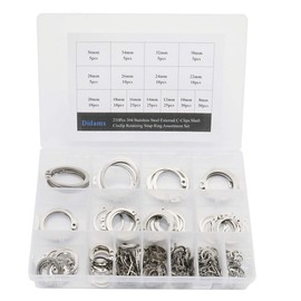 Didamx 210Pcs 304 Stainless Steel 8mm - 36mm External C-Clips Shaft Circlip Retaining Snap Ring Assortment Set