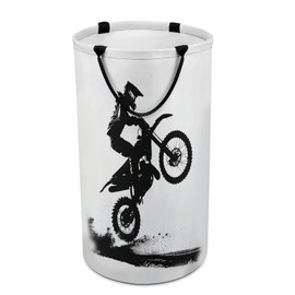 Dirt Bike Motocross Rider Large Laundry Basket Laundry Hamper Bag Washing Bin Collapsible Tall With Handles Travel Bathroom