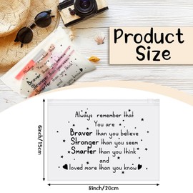 60 Pieces Inspirational Makeup Bags You are Braver Smarter Stronger Makeup Bags EVA Makeup Bag Cosmetic Toiletry Bags Purse Birthday Gifts for Women