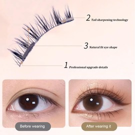 Wiederverwendbares Magnetische-Wimpern natürlicher Look mit Applikator, 2 Paare, Natürlicher Look, einfach zu tragen und zu entfernen, Kein Kleber erforderlich Wimpern Magnetic