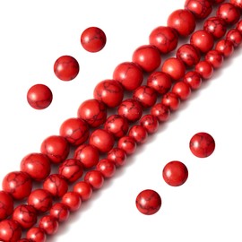 108pcs 8mm Natural Red Turquoise Beads Round Gemstone Beads Loose Beads for Jewelry Making