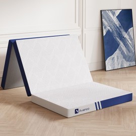 Avenco Folding Mattress Single, Trifold Mattress 4 Inch Memory Foam for Guest Room/Caravan/Camping/Travel, Portable with Removable Cover & Non-Slip Bottom