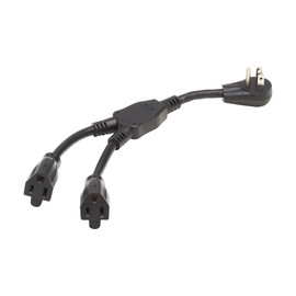 Tripp Lite Power Cable Y-Splitter Right-Angle Extension Cord, Connect Two Devices to One Outlet, Standard 5-15P to 5-15R, 15A 120V, 1 Foot / 0.3M, Life Limited Manufactuer's Warranty (P024-001-15D-2)