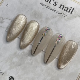 Syrup Magnetic Nail Handmade Nail Tips - Coffin / 시럽 자석네일 수제네일팁 - 코핀