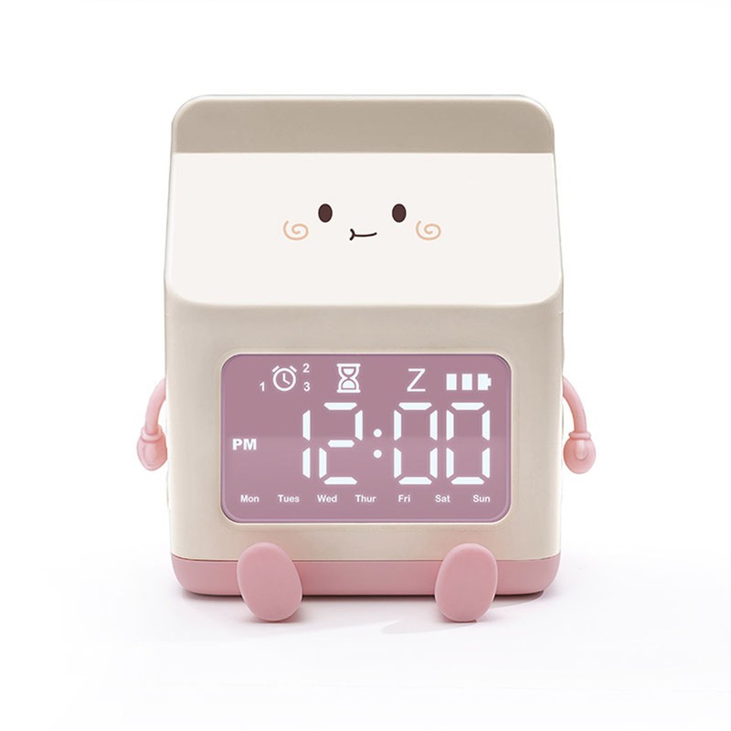 Fun Milk Box Alarm Clock Student Countdown Cartoon Alarm Clock
