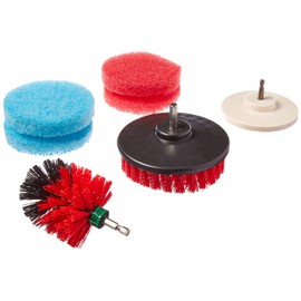 Bring It On Drill Brush Set, Clean Tile Grout, Tubs, Shower Doors, Windows, Nylon Bristles, Red, Polypropylene, 3-Piece Set