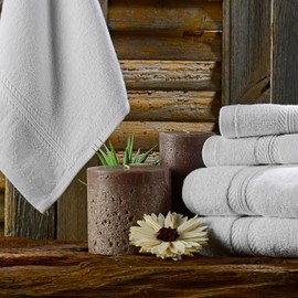 Classic Turkish Towels CTT - Premium 4 Piece Bath Towel Set, Made with 100% Turkish Cotton, Quick Drying, Highly Absorbent & Comfy Towels for Spa & Hotel | 27"x54"(White)