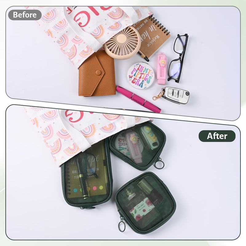 Puchifoda 8 Pcs Mesh Makeup Bag Nylon Zipper Pouch Clear