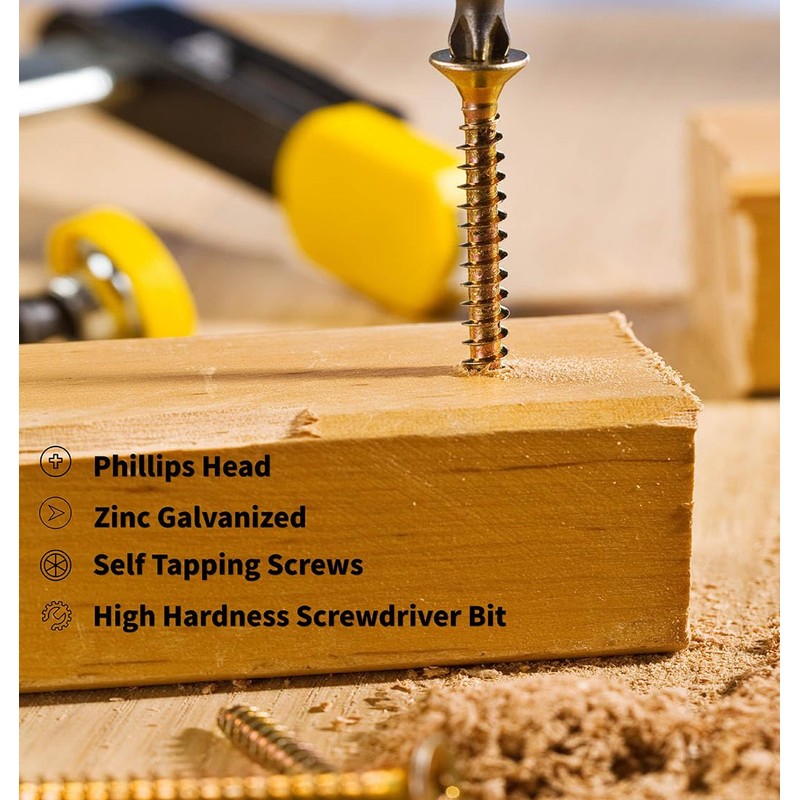 4x16mm Wood Screws,Flat Head Screws for Wood, Zinc Galvanized,Multi Purpose