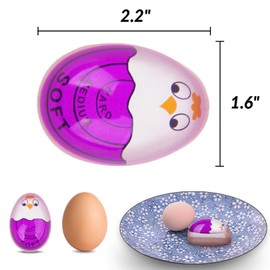 Lasubst Egg Timer for Boiling Eggs Soft Hard Boiled Egg Timer That Changes Color When Done,Purple