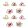 HEEPDD 20Pcs Flower Rhinestone Buttons, Flat Back Faux Pearl Flower